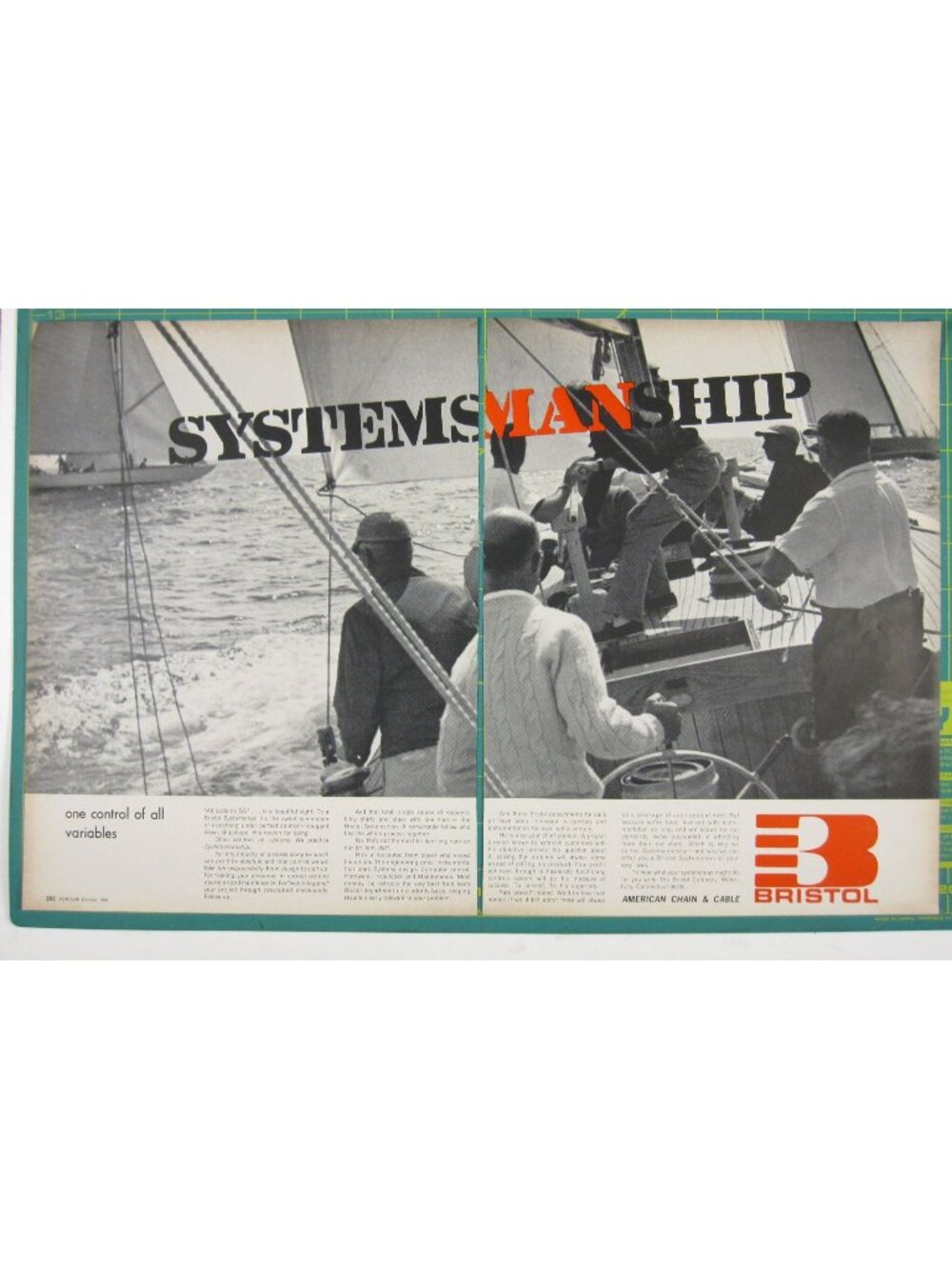 Print Ad Bristol Systemsmanship American Chain Cable Sailing 2 PG Vintage 1966